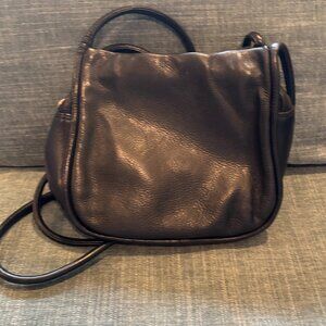 Tano Black Leather Two Strap Shoulder Bag